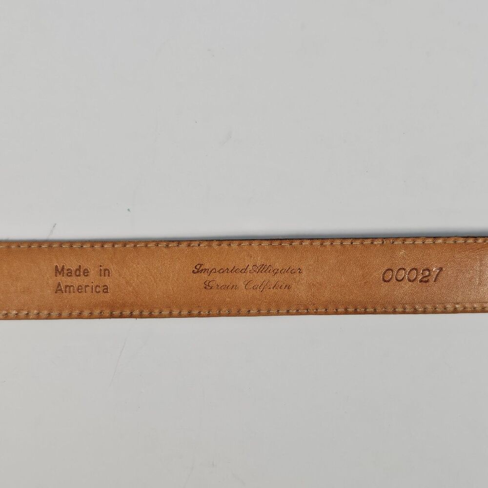 Martin Dingman Men 36 Alligator Grain Calfskin Belt Solid Brass Buckle Brown USA - Picture 3 of 7